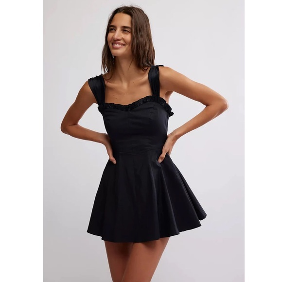 Free People Dresses & Skirts - Free People NWT Black Sweetheart Neck Midnight Magic Fit & Flare Dress Size L